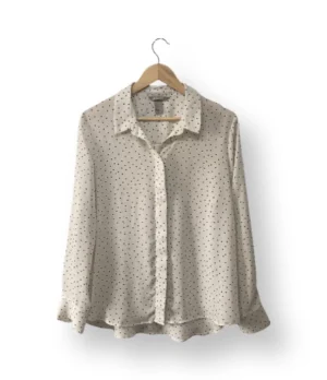 Blusa H&M blanca con lunares negros – Talla S