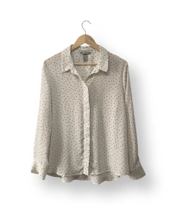 Blusa H&M blanca con lunares negros – Talla S