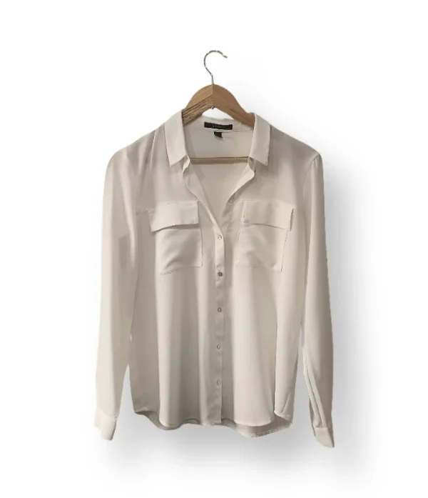 Blusa Esprit blanca con bolsillos frontales – Talla M