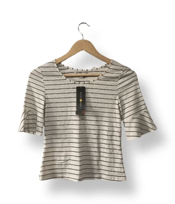 IMG_20251021_161355 Polera rayada blanca Cache Cache talla S