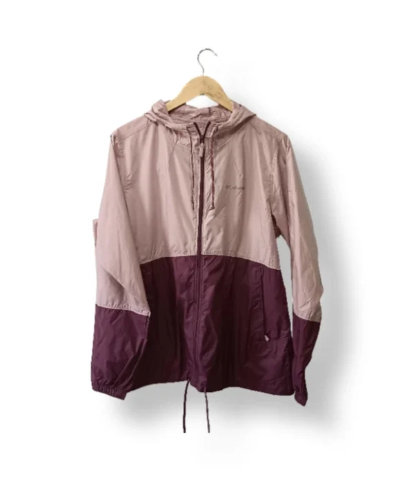 Cortaviento Columbia bicolor rosado y burdeo-Talla M/L