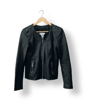 Chaqueta de cuero genuino Mango negra (Talla S/M)