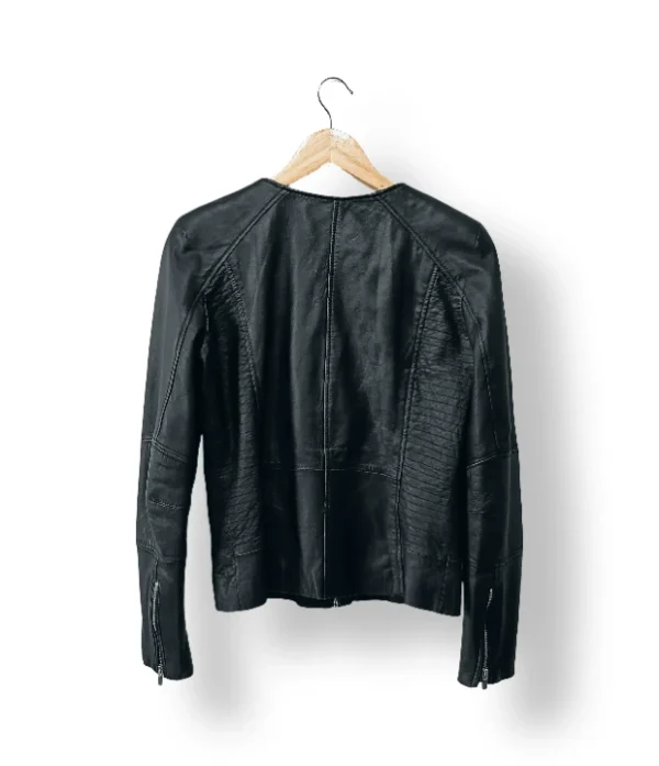 Chaqueta de cuero genuino Mango negra (Talla S/M)