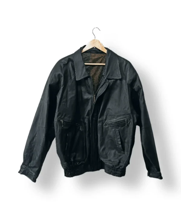 Chaqueta 100% cuero genuino C&A negra -Talla L /XL