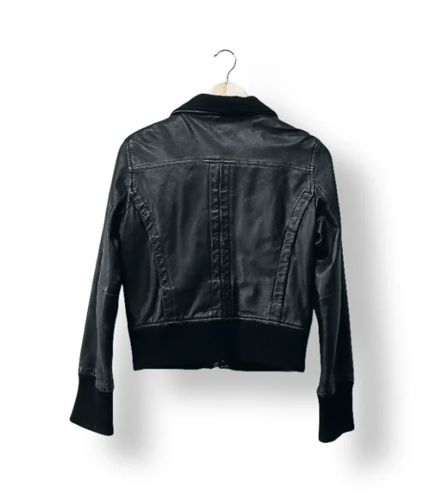 Chaqueta de cuero genuino Mango negra (Talla M)