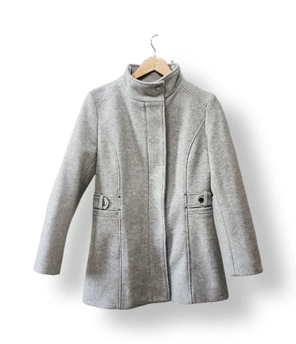 ASH Abrigo Gris Claro con Cinturones Laterales (Talla 36)