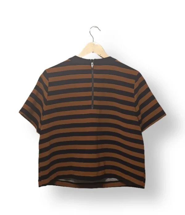 Blusa a rayas marrón y negro con aplicaciones H&M – Talla S