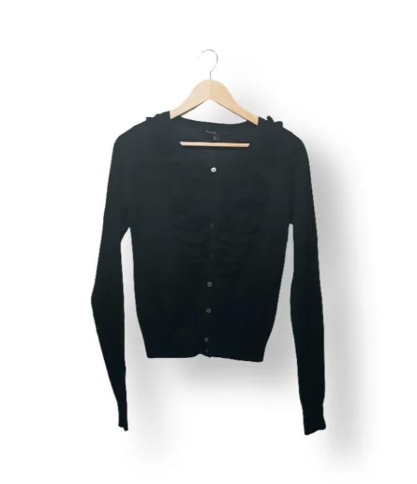 IMG_20251106_183016 Sweater negro con volantes frontales Mango – Talla S