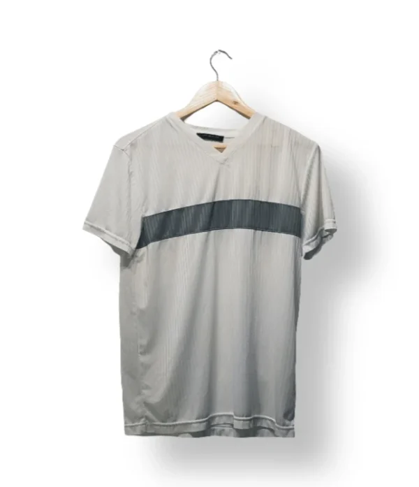 Polera deportiva gris con franja Icono-Talla M
