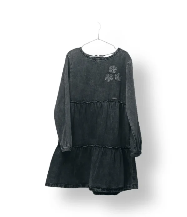 Vestido negro Excepción con flores bordadas-Talla 10