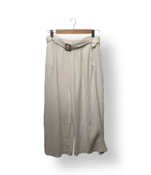 Pantalón palazzo blanco ALLY, algodón–lino, talla 38