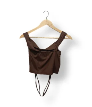 IMG_20251116_214823 Top café drapeado con ajuste frontal – Talla S