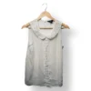 Blusa H&M blanca con cuello bordado, talla 36