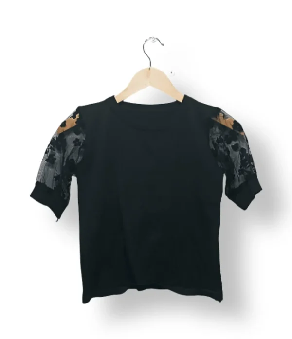 Sweaters negro manga tul bordada – Talla S