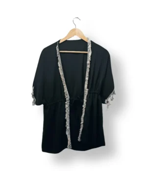 IMG_20251123_200143 Kimono negro con flecos Made in Italy – Talla estándar