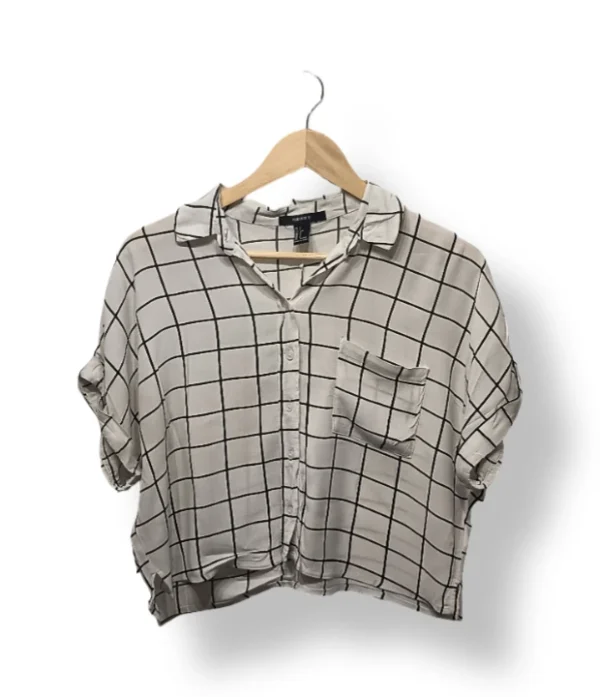 Camisa Crop Cuadrillé Blanco & Negro Forever 21 – Talla S