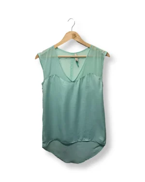 1000046972 Blusa Satinada Verde Agua Bershka Collection – Talla S