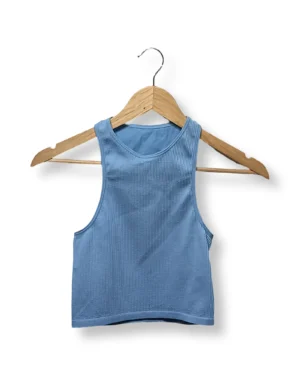 1000046980 Polera Crop Rib Celeste sin Marca – Talla S
