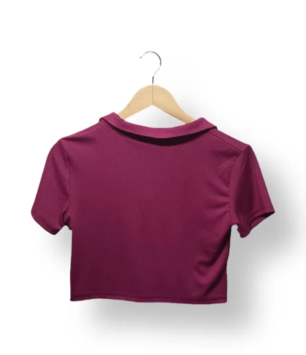 Polera Crop Morada con Cierre – Talla S