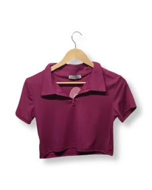 1000046982 Polera Crop Morada con Cierre – Talla S