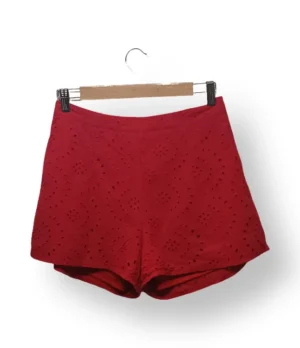 Short calado rojo LA DIOSA de tiro alto, talla S