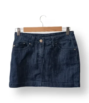 Falda denim azul con coronas bordadas – Talla S