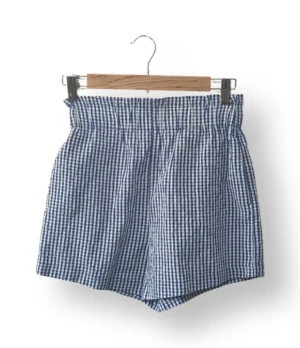 Short MONKI estilo gingham azul – Talla XS