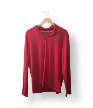 Polerón deportivo Under Armour rojo con cierre medio – Talla L