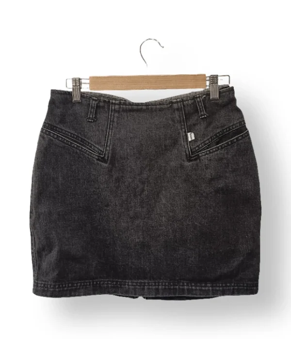 Falda Denim Negra Guess con Cierre Frontal Talla 38