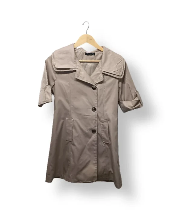 Chaqueta Trench Beige Satinada Yimeiying Talla XS