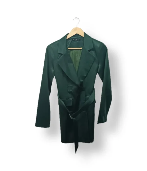 Abrigo Trench Verde Satinado Nasty Gal Talla XS/S