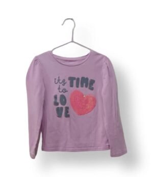 Polera Infantil Lila "It's Time to Love" – ELV – Talla 6-8 Años