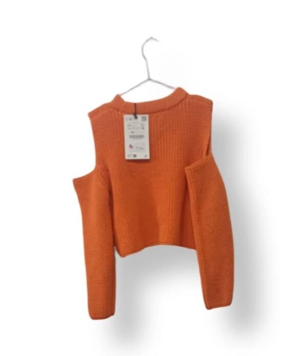 Sweater Tejido Naranjo Cut-Out – Zara Kids – Talla 8-9 Años