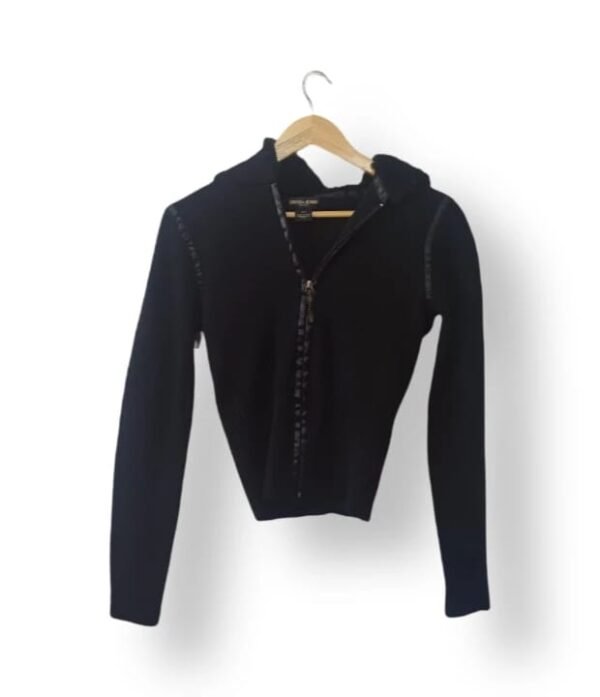 Sweater Guess Negro Mujer Talla XS – Con Capucha y Cierre