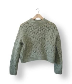 Sweater MNG (Mango) Verde Salvia Mujer Talla XS (Calza hasta M) – Tejido con Alpaca