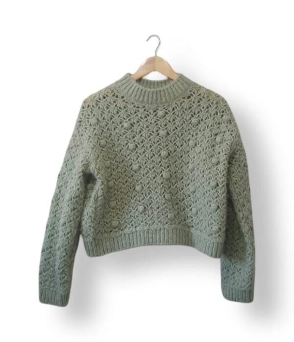 Sweater MNG (Mango) Verde Salvia Mujer Talla XS (Calza hasta M) – Tejido con Alpaca