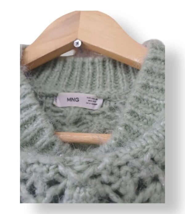 Sweater MNG (Mango) Verde Salvia Mujer Talla XS (Calza hasta M) – Tejido con Alpaca