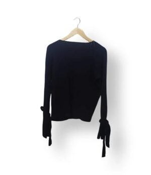 Sweater Design Lab Azul Marino Mujer Talla M con Lazos en Mangas Tejido Suave