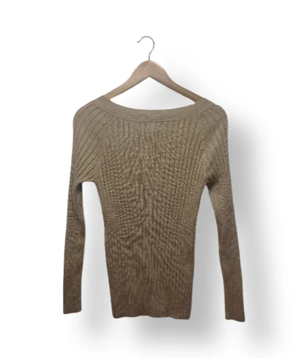 Suéter tejido acanalado con brillo George – Talla L