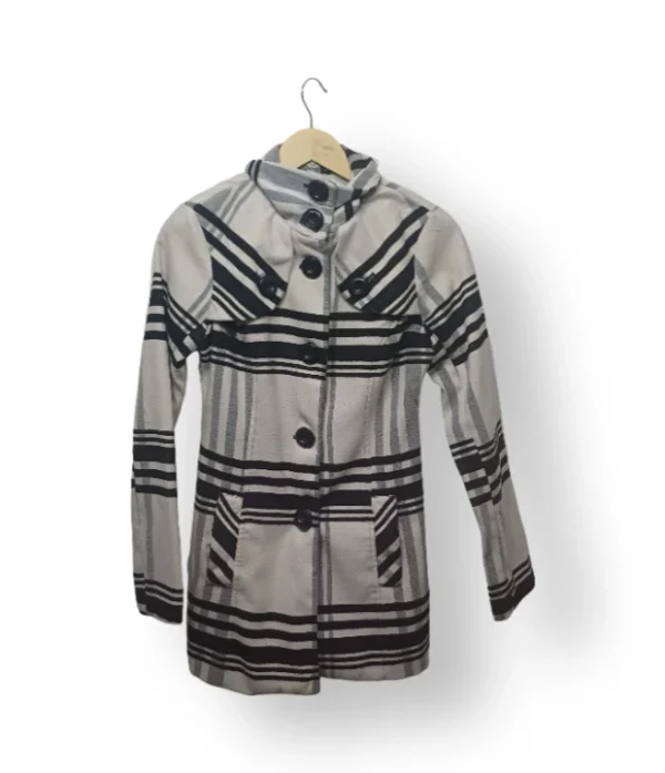 Abrigo BCX Cuadrillé Blanco/gris/negro – Talla M (Etiqueta L)