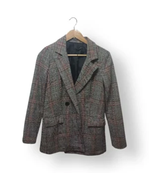 Blazer Trendyol Cuadrillé Mujer – Talla XS/S – Gris con Cuadros