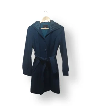 Abrigo Mossimo Mujer con Cinturón – Talla S – Azul Petróleo