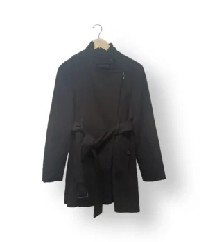 Abrigo Mujer con Cinturón – Talla S/M – Negro