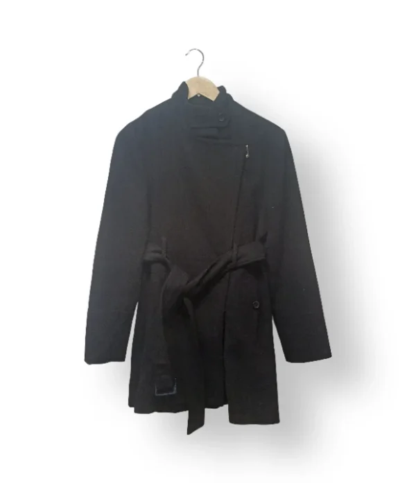 Abrigo Mujer con Cinturón – Talla S/M  – Negro