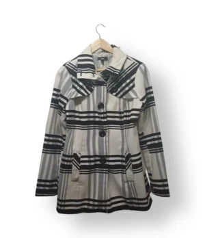 Abrigo A. Byer Mujer – Talla S – Blanco y Negro a Rayas