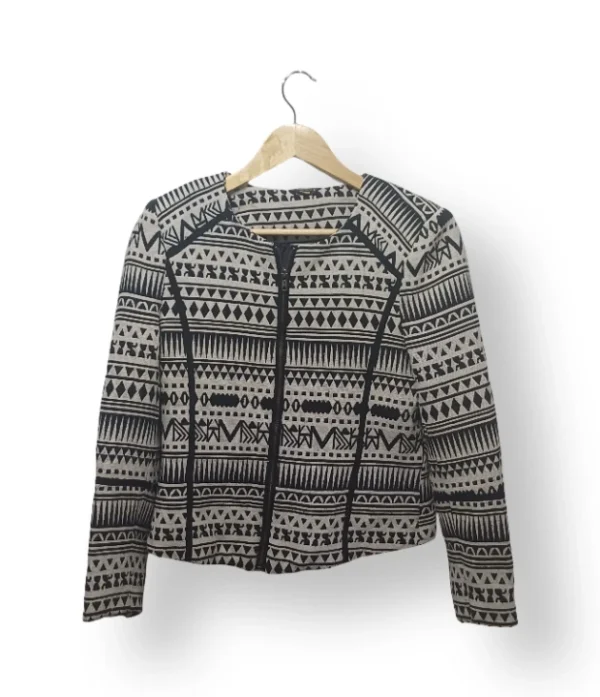 Chaqueta Dressy Twenty4 Mujer – Talla 38 – Estampado Geométrico Blanco y Negro