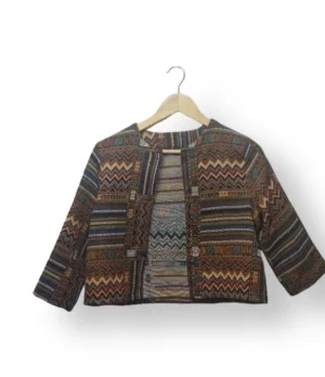 Chaqueta Corta Mujer – Estampado Étnico Multicolor