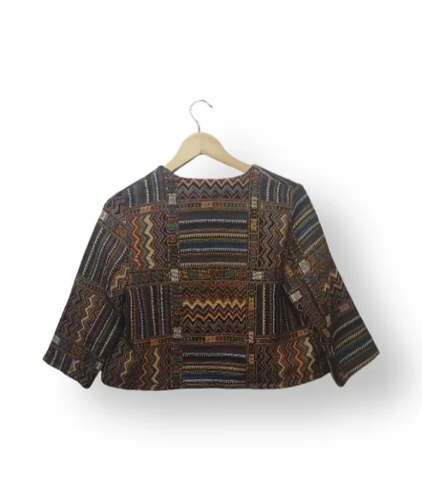 Chaqueta Corta Mujer – Estampado Étnico Multicolor
