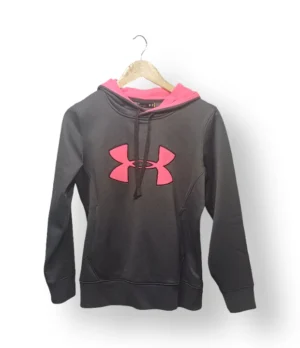 Polerón Under Armour con Capucha Mujer – Talla S – Negro con Rosa