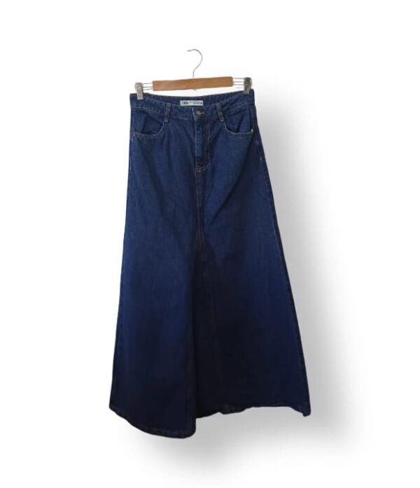 Falda Larga Zara Mujer Talla 36 – Denim Azul Oscuro